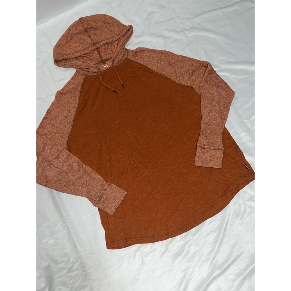 Express Men Sweatshirt XL Orange Cotton Blend Hoodie Long Sleeve Pullover